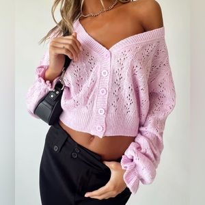 Princess Polly Lyric cropped cardigan pink